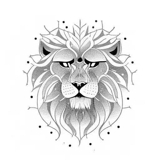 A Majestic Snow Lion Surrounded By A Serene Japanese Garden