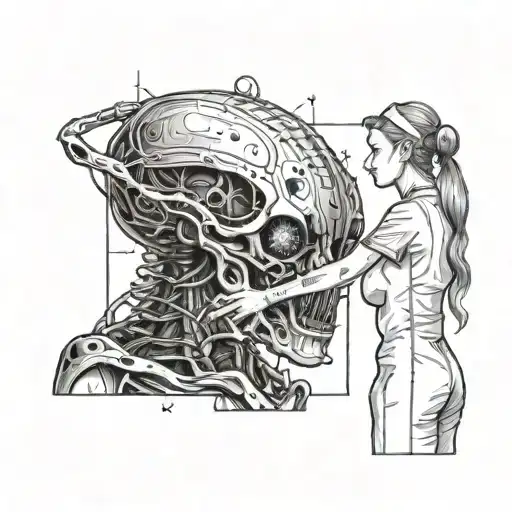 A Nurse Examining A Mysterious Alien Patient With Music Notes As Medical Tools