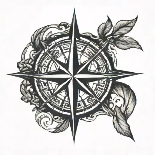 A Minimalistic Compass Rose Tattoo Symbolizing Your Passion For Being A Seaman