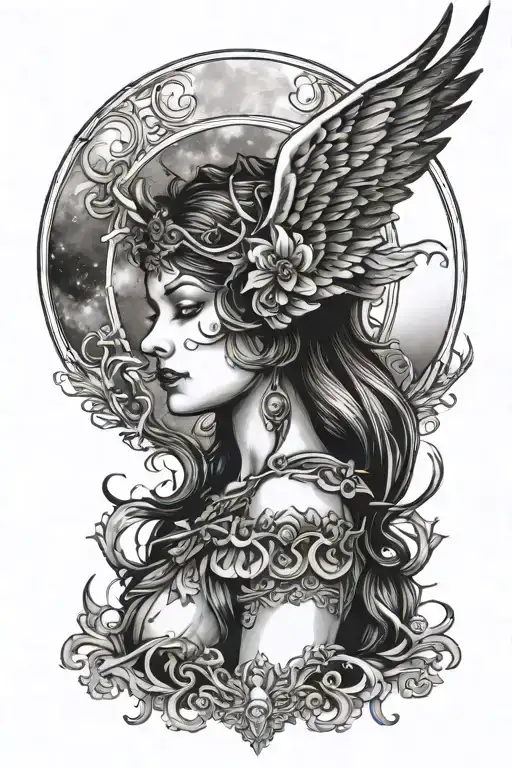 Freya Bust With Large Wings Full Moon