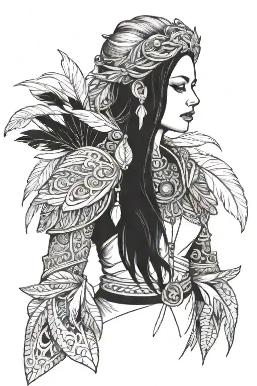 Freya Norse Goddes Wearing Feather Shrug