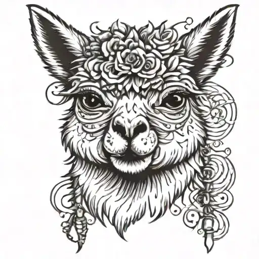 A Cute Alpaca With Goth And Punk Elements