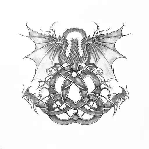 Celtic Hydra Dragon With 3 Heads