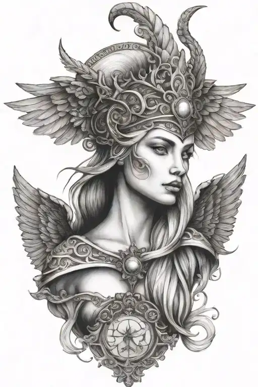 Freya Norse Goddes Bust With Wing Fused Full Moon