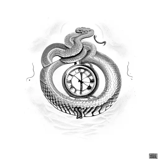 A Curled Up Snake Above The Clock