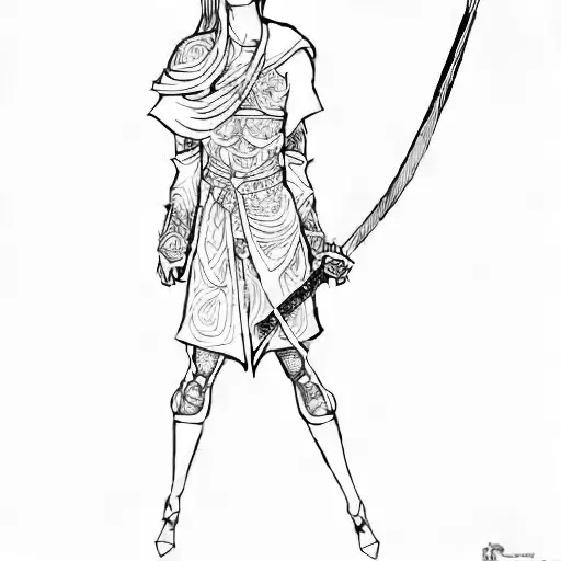 A Woman Holding A Sword