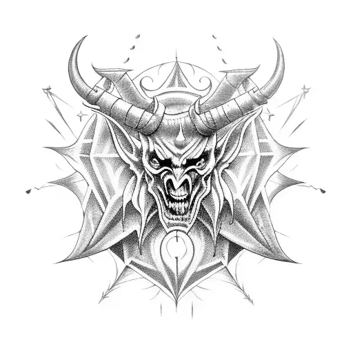 Satanistic Dark Demon With Horns