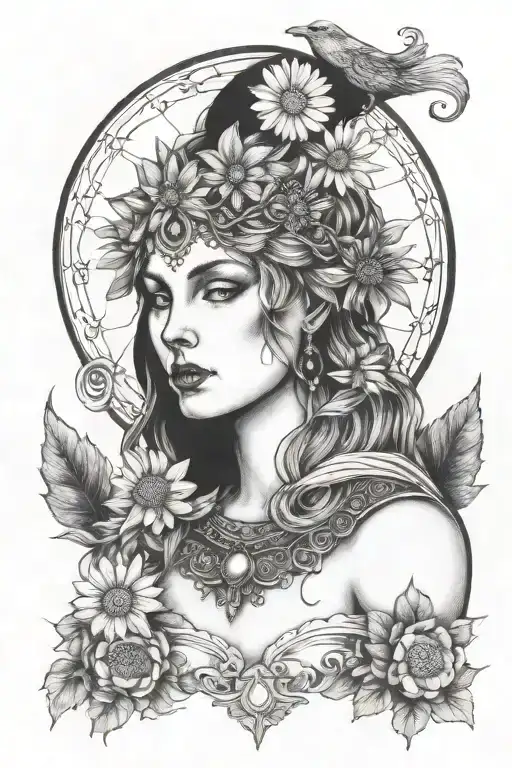 Freyja Bust Full Moon Daisies