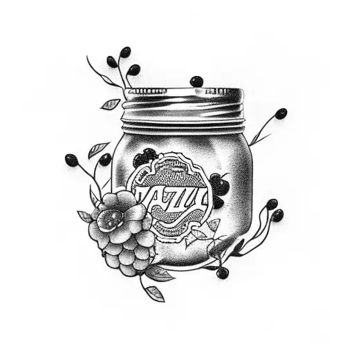 Mason Jar Of Jam With Black Berries Next To It