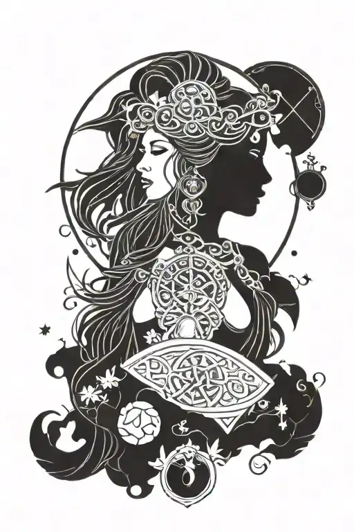 Freya Bust Goddess With Full Moon And Runes