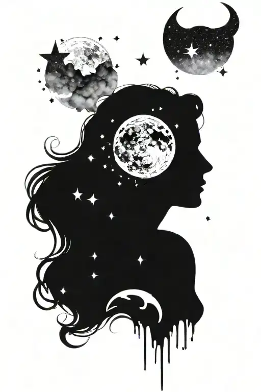 Freya Goddess Full Moon Surrounded By Stars Forming The Shape