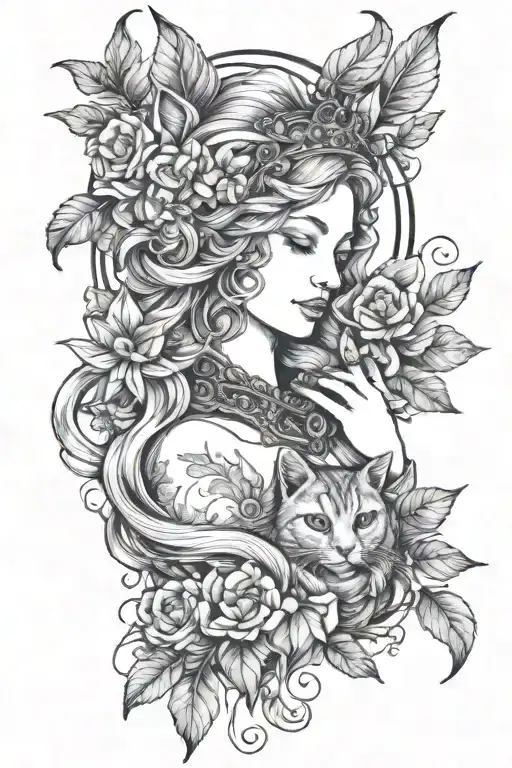 Freya Goddess Bust With Small Cat