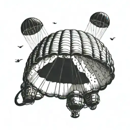 Military Parachute Of A Paratrooper With The Number 38