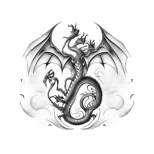 Dragon With Background Purple Paint