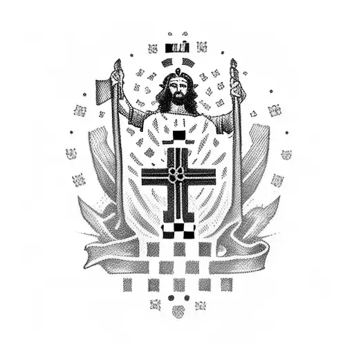 Jesus With Croatian Flag