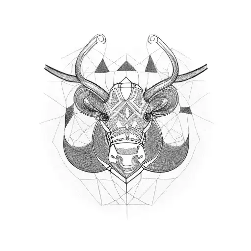 Charging Ox With Background Designs