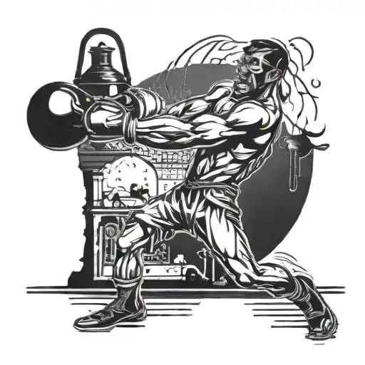 A Boxer Fighting His Own Shadow And A Lamp Made Entirely Of Black