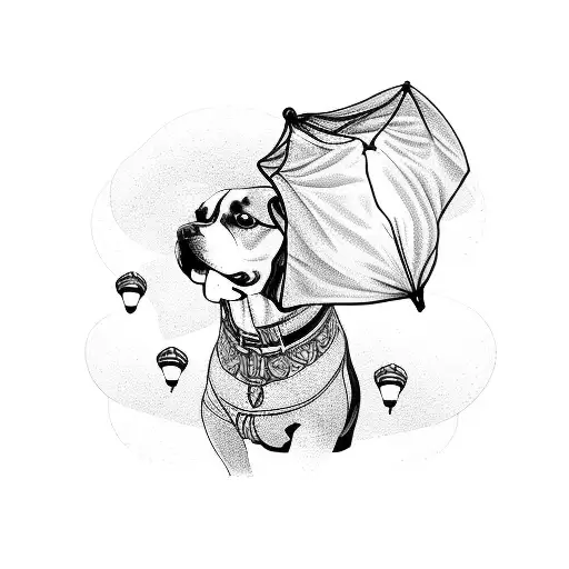 A Dog With A Parachute