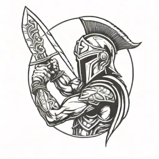 Spartan Warrior Holding Scword
