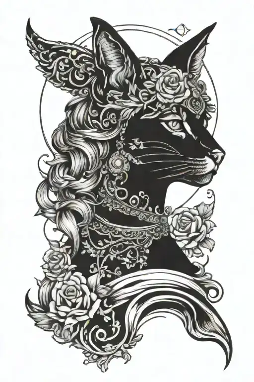 Freya Bust Goddess With Full Moon And Cat