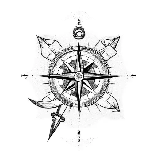 Compass Tattoo With Anchor And Rope