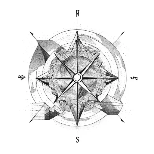 Wood Montains With Compass In Background