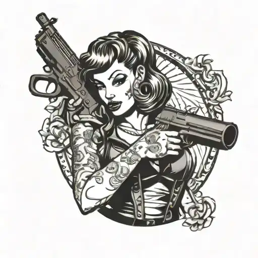 Pin Up Girl Holding Gun