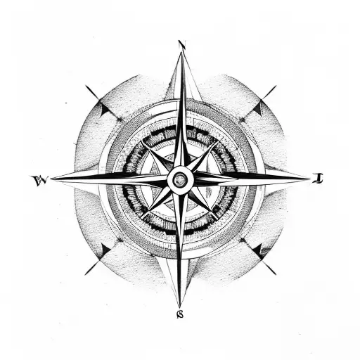Compass With Mountains And Wood