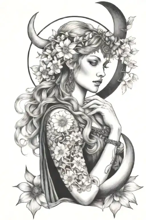 Freya Goddess With Daisies Moon