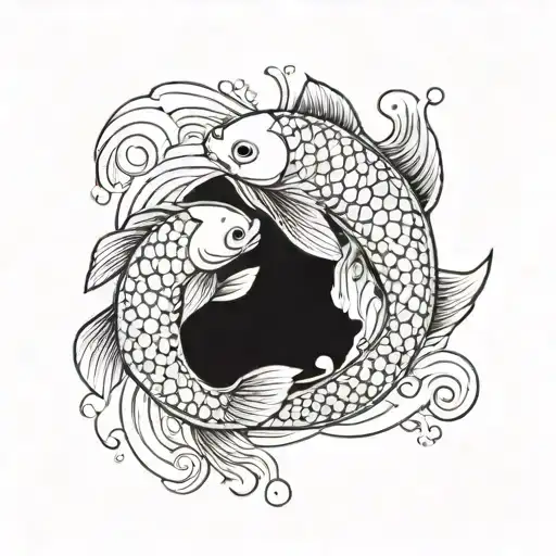 Ying And Yang With Koi Fish