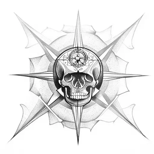 Rose Compass Skull