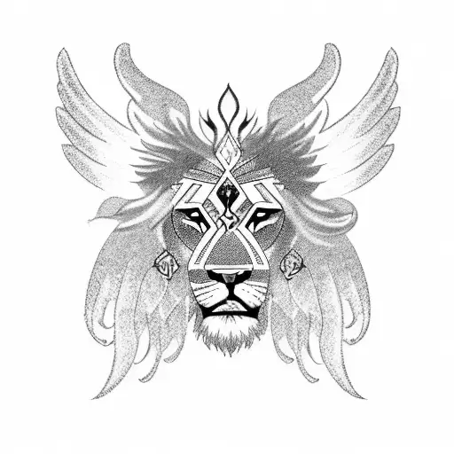 A Majestic Lion With A Halo And Angel Wings