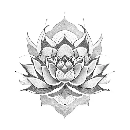 A Lotus Flower Intertwined With A Dragon