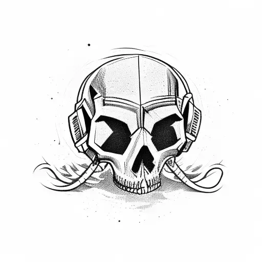 Misfits Skull With Helmet And Night Vision Goggles