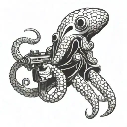 A Futuristic Military Octopus Wielding A Gun