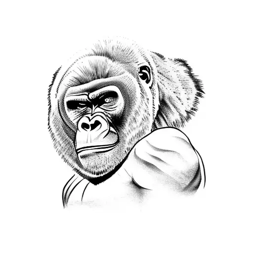 A Fierce Gorilla Playing Football In The Mountains