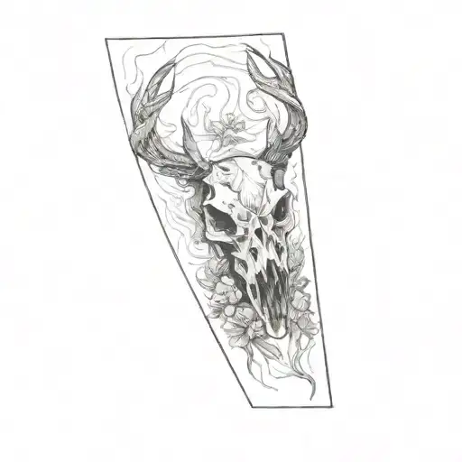 A Deer Skull Thick And Dark Shaky Strokes