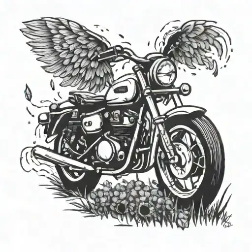 A Tattoo Of A Motorcycle Riding Through A Field Of Little Debbies Snacks