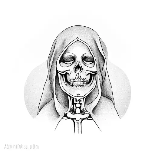 Praying Nun With Half Face Skeleton