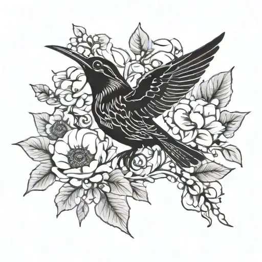 Bird And Flowers