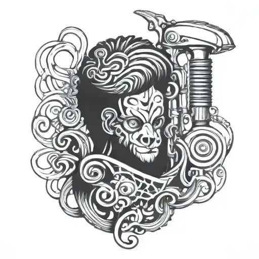 An Intricate Tattoo Of A Hair Styling Tool Morphing Into A Wild Animal