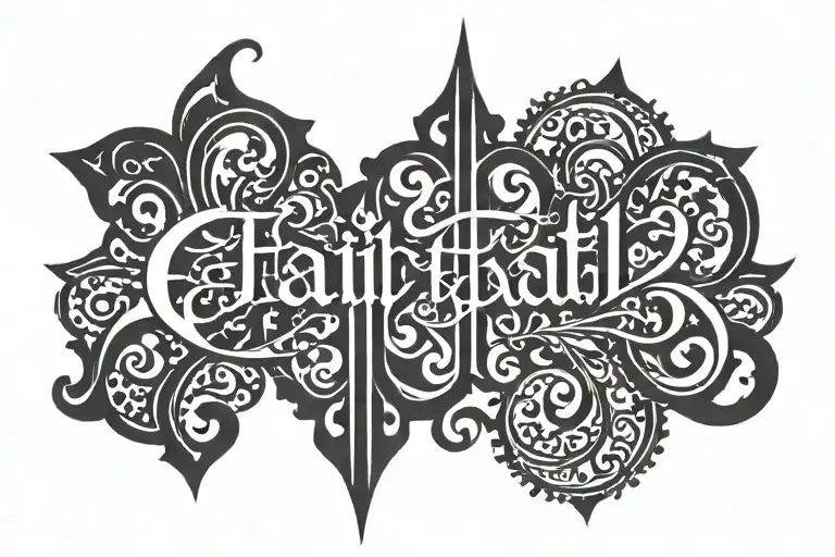 The Word Faith Written In Arabic Calligraphy