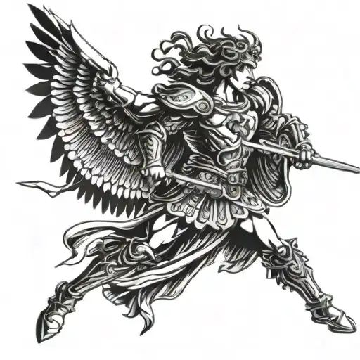 Saint Michael Wielding A Sword In A Dynamic Pose