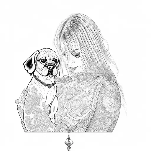 A Woman Holding A Dog