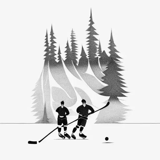 Someone Playing Hockey On A Mountain Lake