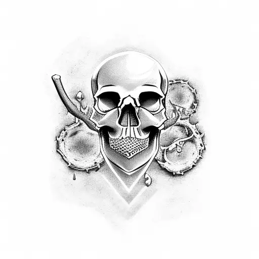 Skull With Bits Of Flesh