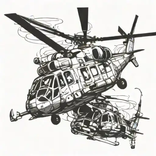 Abstract Representation Of A Search And Rescue Helicopter In Action