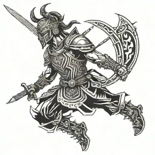 A Warrior Training With A Music-inspired Weapon