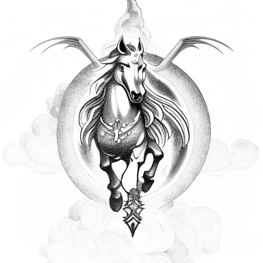 A Gothic Depiction Of Hades Riding A Pegasus Through A Stormy Sky