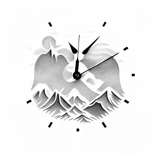 Clock With Mountains